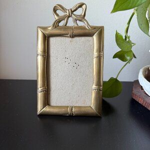 Vintage Brass Bamboo Picture Frame with Bow Detail